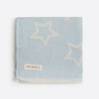 North Star Baby Blue Stars Blanket Cotton Organic Throw Cot Bassinet