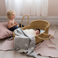 North Star Baby Grey Stars Blanket Classic Cotton Moses Basket